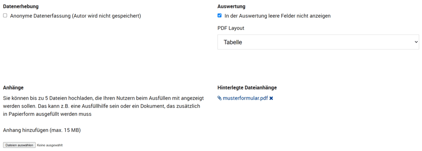 Einstellung Formular