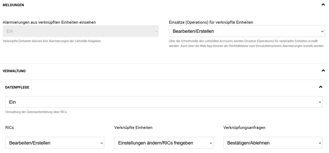 Verwaltungsstelle - Neue Berechtigung für Leitstellen