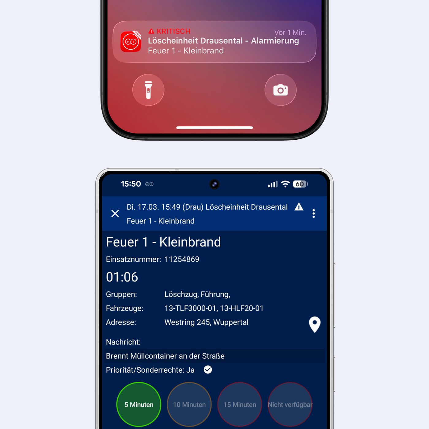 Alarmierung per Android und IOS App