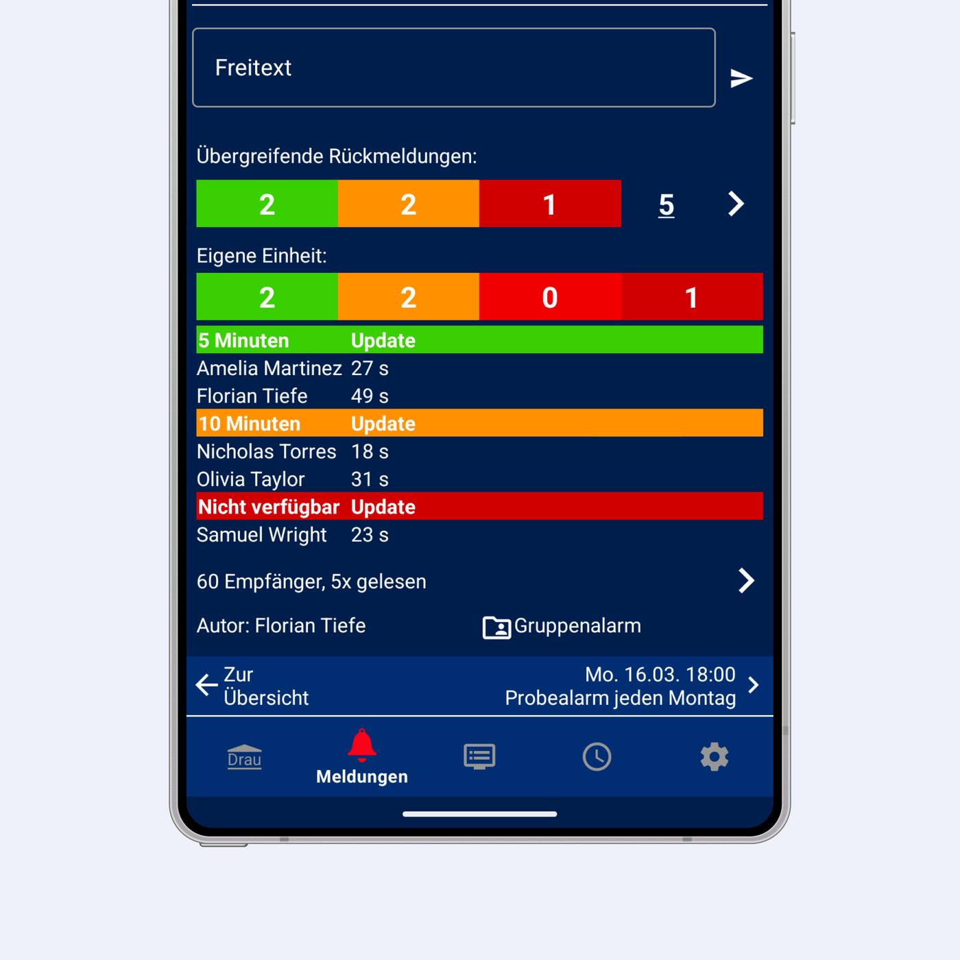 Einsatzrückmeldung mit der DIVERA App