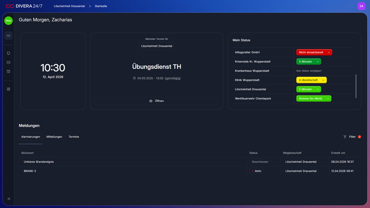 Redesign des Browserinterfaces von DIVERA 24/7