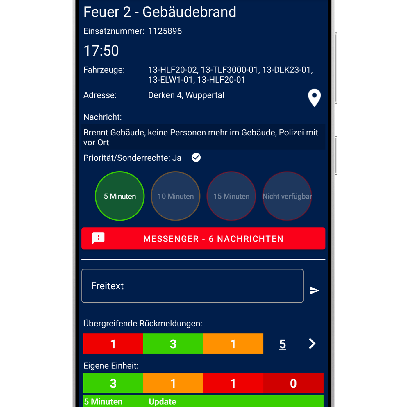Der DIVERA 24/7 Messenger direkt integriert in eine Alarmierung