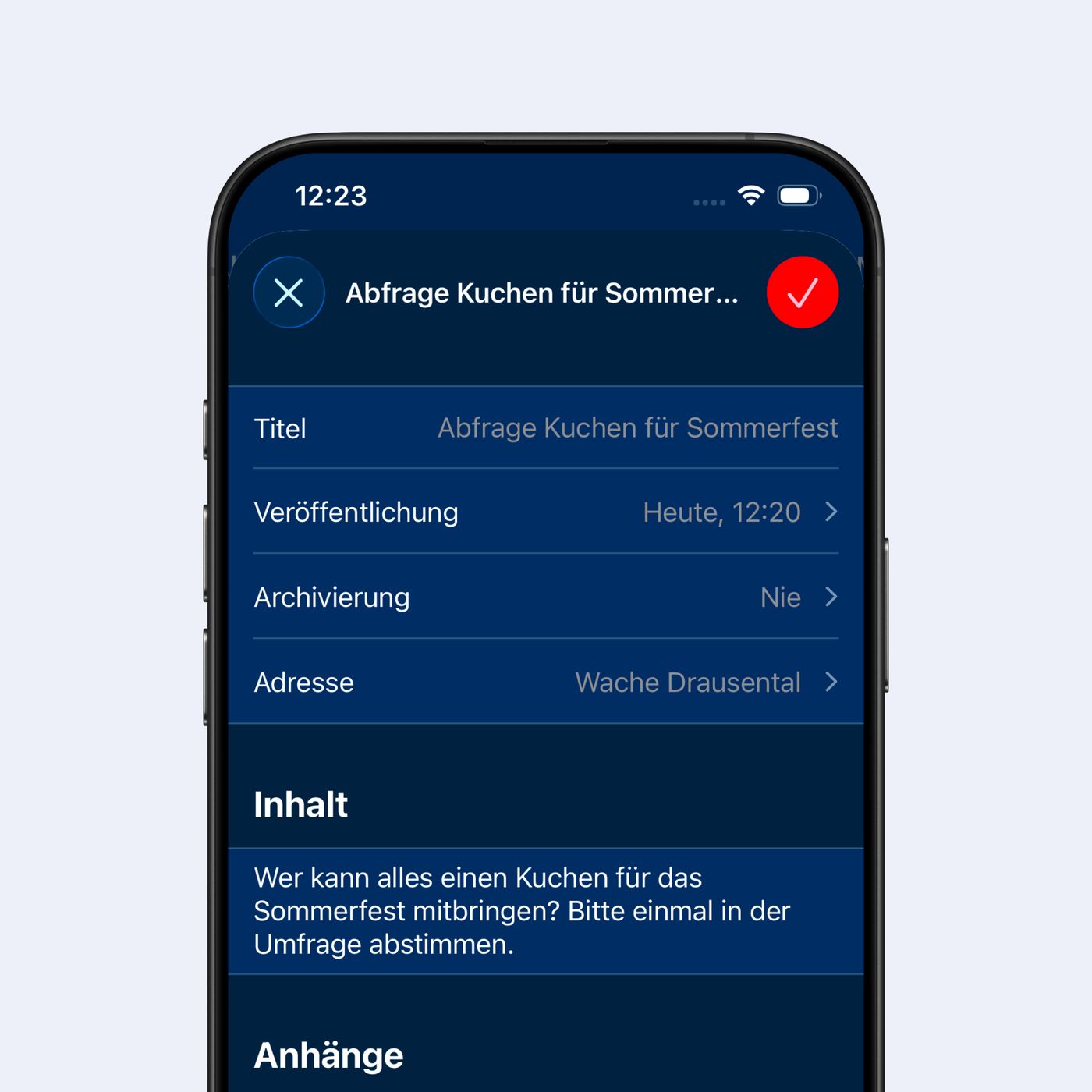 Erstellen einer Mitteilung in DIVERA